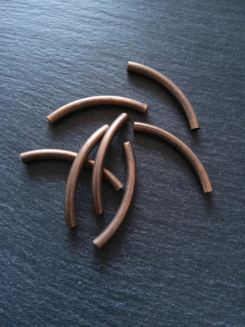 8 or 40 Antique Copper Tone 50mm ( 2 inch ) Tube Curved Spacer Beads 50x5mm Hole: 4.2mm - ContentedCatz