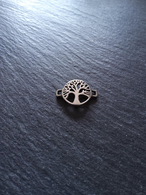 Tree of Life Stainless Steel Connector Charm for Leather Bracelets 15.5x22x3mm Inactive