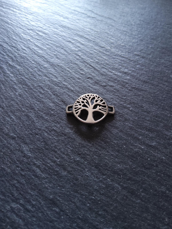 Tree of Life Stainless Steel Connector Charm for Leather Bracelets 15.5x22x3mm Inactive