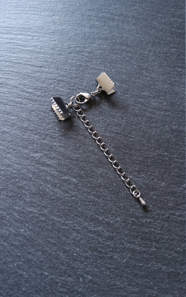 Stainless Steel Crimp End Sets for 10mm (3/8 inch) wide Chokers & Bracelets - ContentedCatz