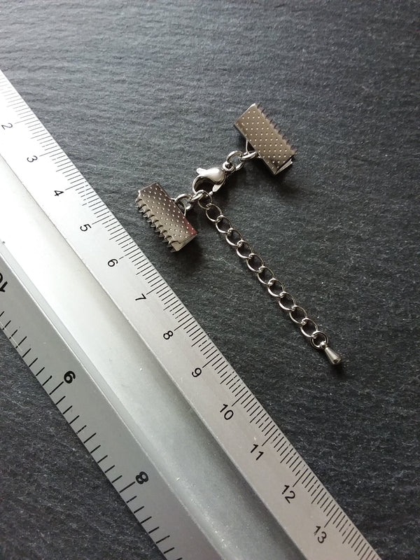 4 or 20 Stainless Steel Patterned Crimp End Sets for 15mm (5/8 inch) Wide Chokers - ContentedCatz