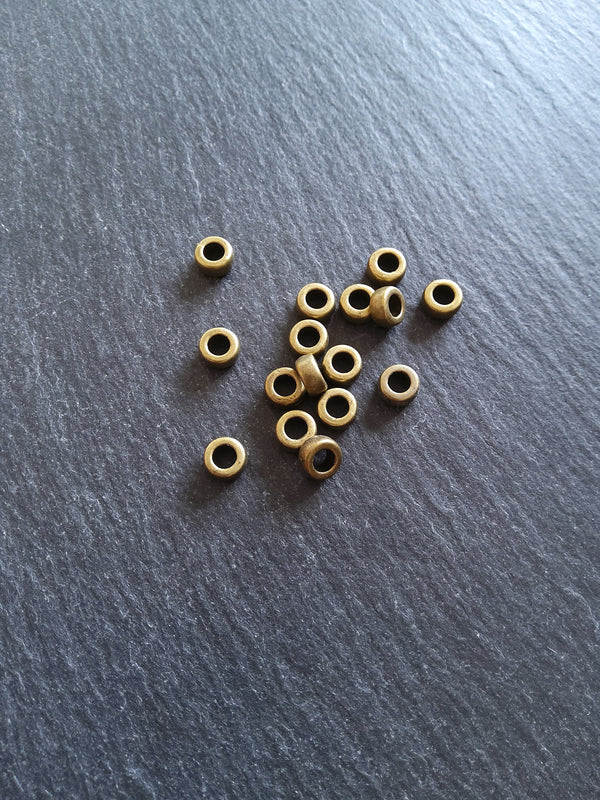 20 or 100 Antique Bronze 7mm Rondelle Spacer Beads 7x4mm Nickel FREE - ContentedCatz
