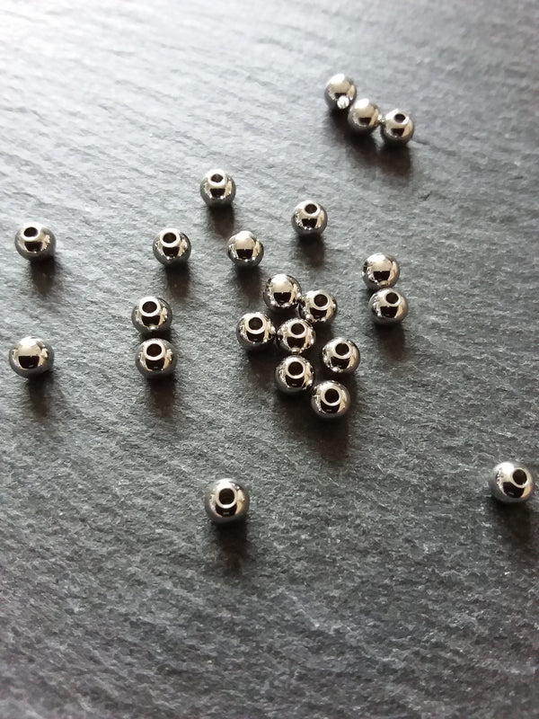 20 or 100 Stainless Steel 4mm Solid Round Spacer Beads Hole: 1.5mm - ContentedCatz