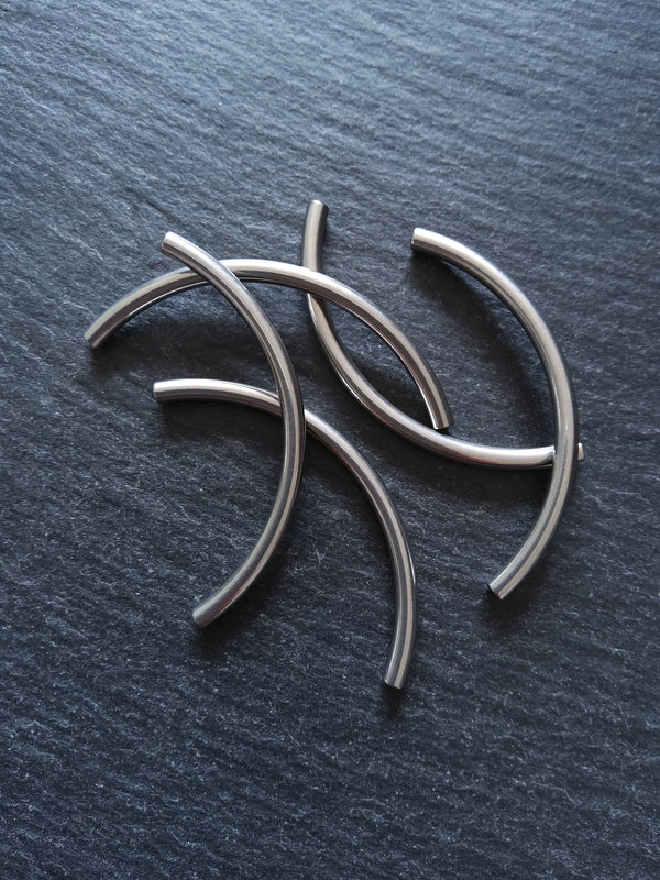 2 or 10 Stainless Steel Tube beads 50mm ( 2 inch ) Curved Spacer 50x3mm Hole: 1.8mm - ContentedCatz