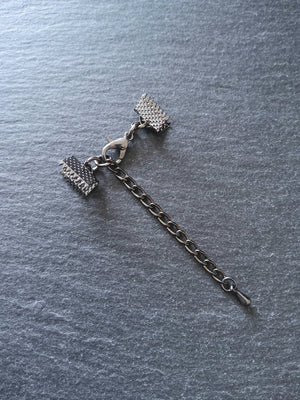 5 Gunmetal Crimp End Sets for 6mm, 8mm, 10mm, 13mm, 16mm, 20mm or 30mm Wide Chokers - ContentedCatz