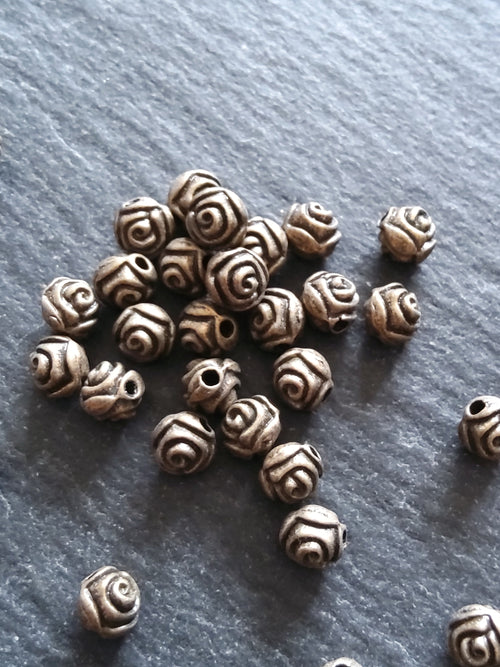 40 or 200 Round Rose Beads 5mm Antique Bronze Tone Alloy - ContentedCatz