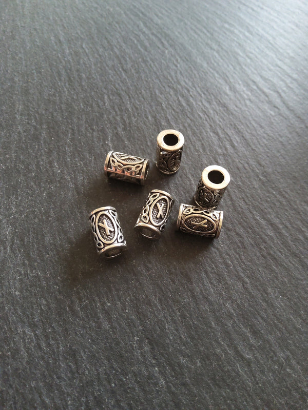 6 or 30 Nauthiz ᚾ Rune Beads Elder Futhark Antique Silver Alloy 13x8mm Hole: 4.7mm