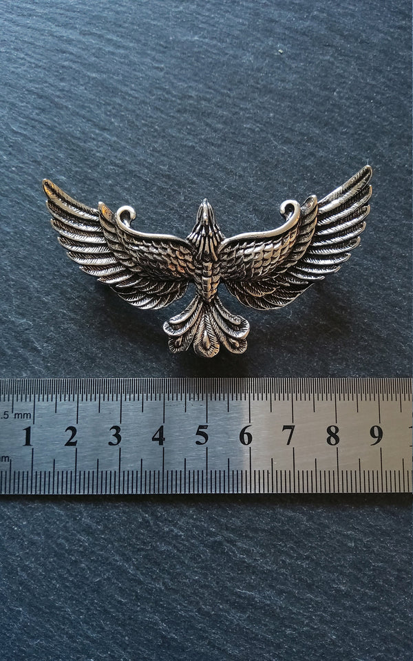 1 or 5 Large Antique Silver Tone Phoenix Connector Pendant 72x41mm