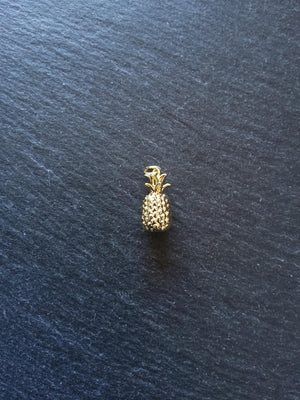1 or 5 Pineapple Charms Real 18K Gold Plated Solid Brass 18x9x9mm