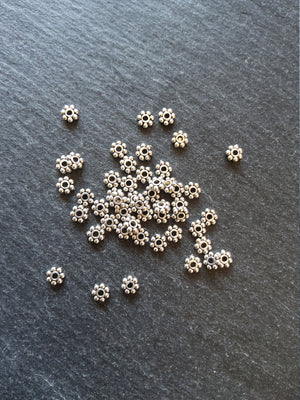 100 or 500 Antique Silver Tone 4mm Daisy Spacer Beads 4x2mm