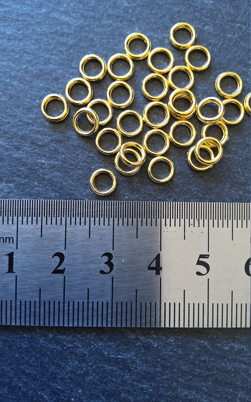 Strong 6mm CLOSED Jump Rings Bright Gold or Antique Bronze Zinc Metal Alloy 1.2mm (16 gauge)
