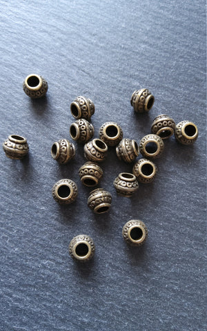 10 or 50 Barrel Lantern 9mm Antique Bronze Tone Metal Alloy Spacer Beads 9x7mm. Large 4mm Hole