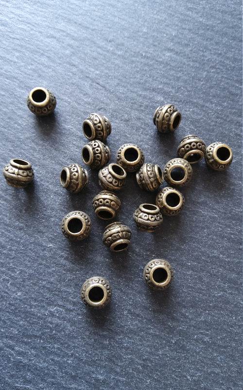 10 or 50 Barrel Lantern 9mm Antique Bronze Tone Metal Alloy Spacer Beads 9x7mm. Large 4mm Hole