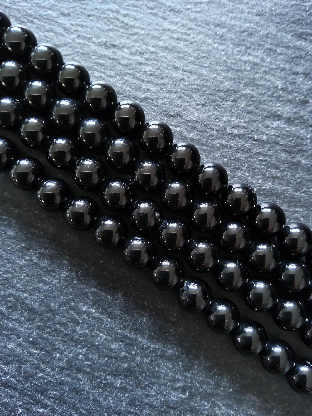 6.5mm Black Grade A Tourmaline Natural Polished Gemstone Round Beads Full 15.7 inch Strand (BLT6-5)