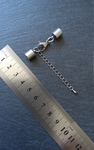 2 or 10 Stainless Steel End Cap Sets for 6.5mm Cord (7mm end caps)
