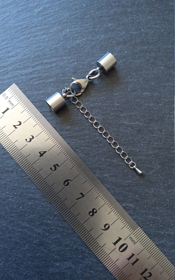 2 or 10 Stainless Steel End Cap Sets for 6.5mm Cord (7mm end caps)