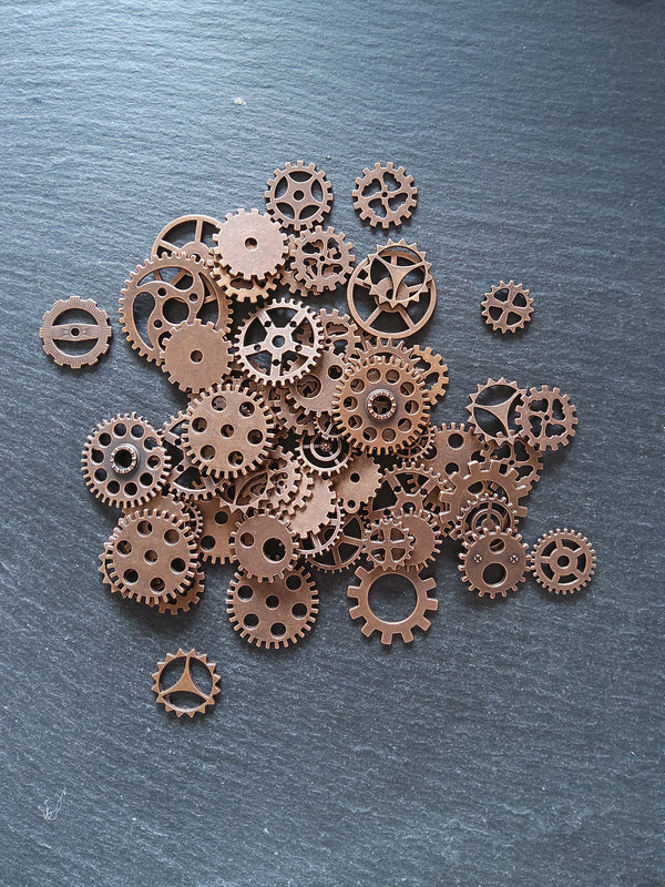 The Antique Copper Steampunk Collection - 100g of Clock Cog Gear Charms (approx. 175 charms)