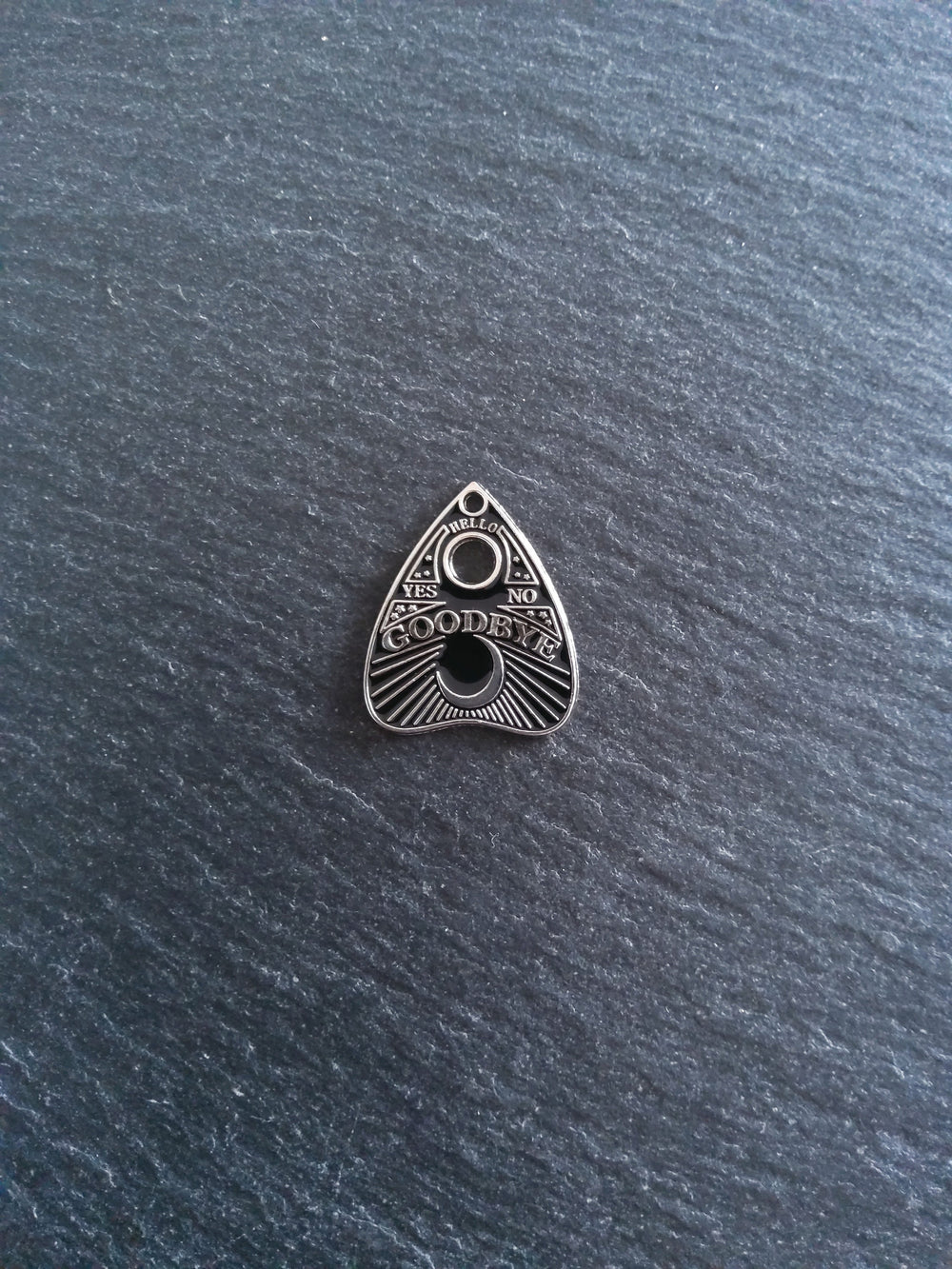 4 or 20 Ouija Goodbye Planchette Charms Silver Alloy with Black Enamel 26x22mm