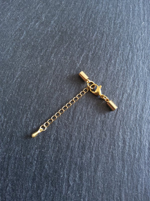Gold Stainless Steel End Cap Sets for 2.5mm Cord Necklaces (3mm end caps)