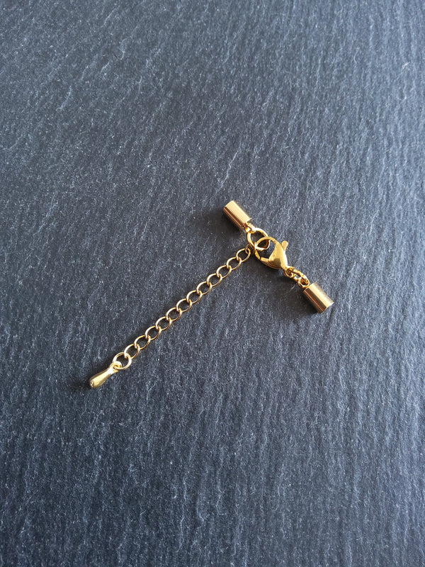 Gold Stainless Steel End Cap Sets for 2.5mm Cord Necklaces (3mm end caps)