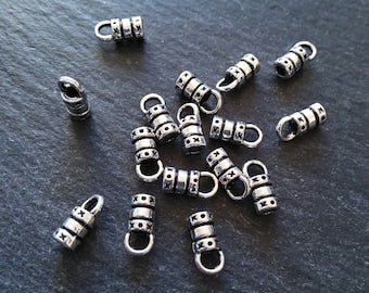 50 Antique Silver End Caps for 2mm Cord 10x5x4mm (2.5mm internal diameter)