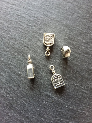 4 or 20 Whiskey Bottle Charms 3D Antique Silver Tone Alloy 18x9x4mm