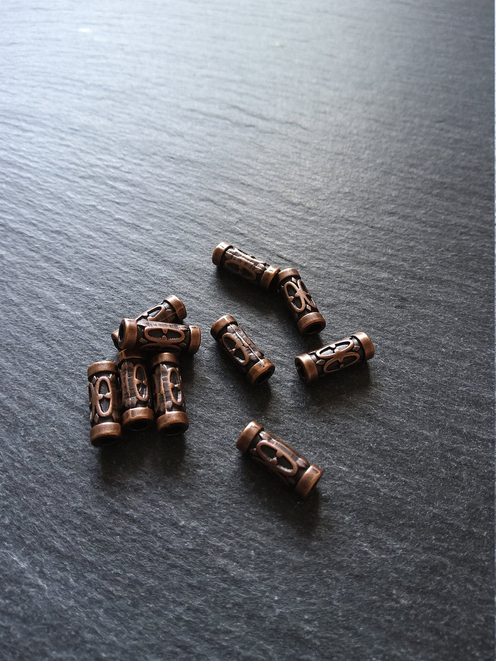 20 or 100 Antique Copper Tone Tube Column Beads 13x5mm. Nickel FREE Inactive