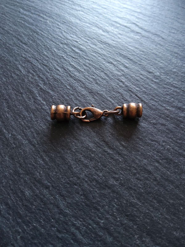 5 or 25 Antique Copper Barrel End Cap Sets for 2.5mm Cord Necklaces with or without Extender Chain (3mm caps)