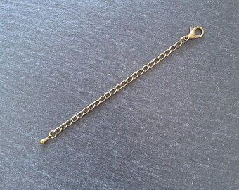 4 Extender Chains with Lobster Clasps for Necklaces in Silver Plated, Antique Silver, Copper, Bronze, Gunmetal or Gold. 4" Long (10cm)