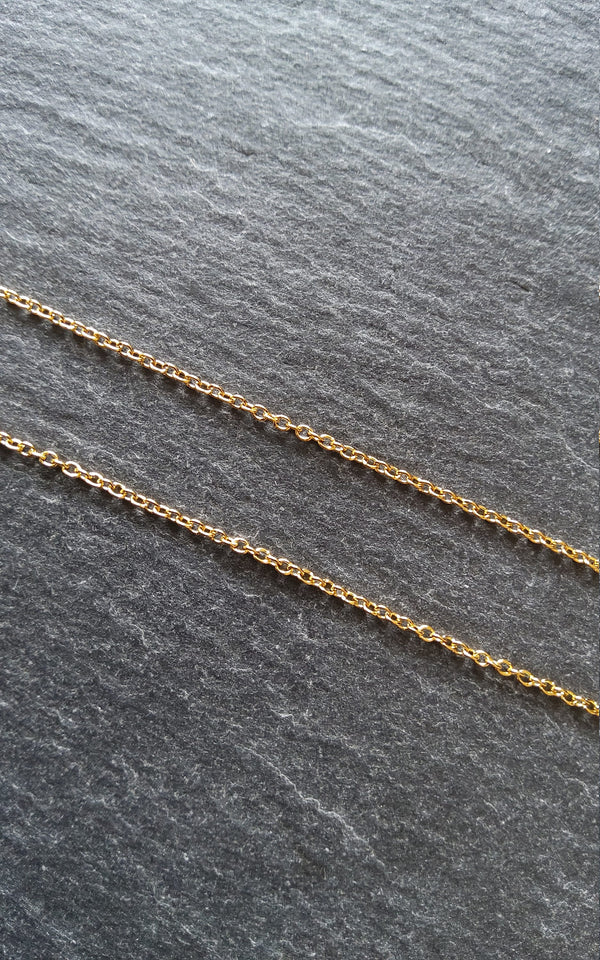 1 Meter Length of Fine Antique Gold Tone Stainless Steel Cable Chain 1.5x1.2mm Closed Link