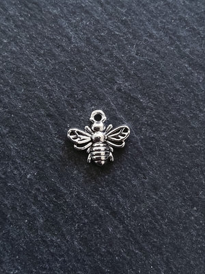 10 or 50 Little Antique Silver Tone Bee Charms 13x11mm