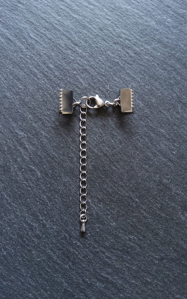 Stainless Steel Crimp End Sets for 10mm (3/8 inch) wide Chokers & Bracelets - ContentedCatz