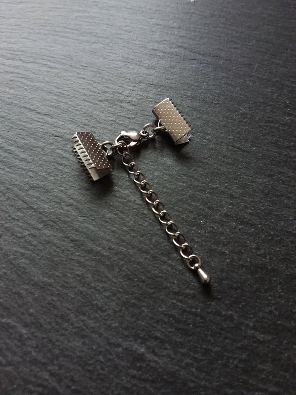 4 or 20 Stainless Steel Patterned Crimp End Sets for 15mm (5/8 inch) Wide Chokers - ContentedCatz