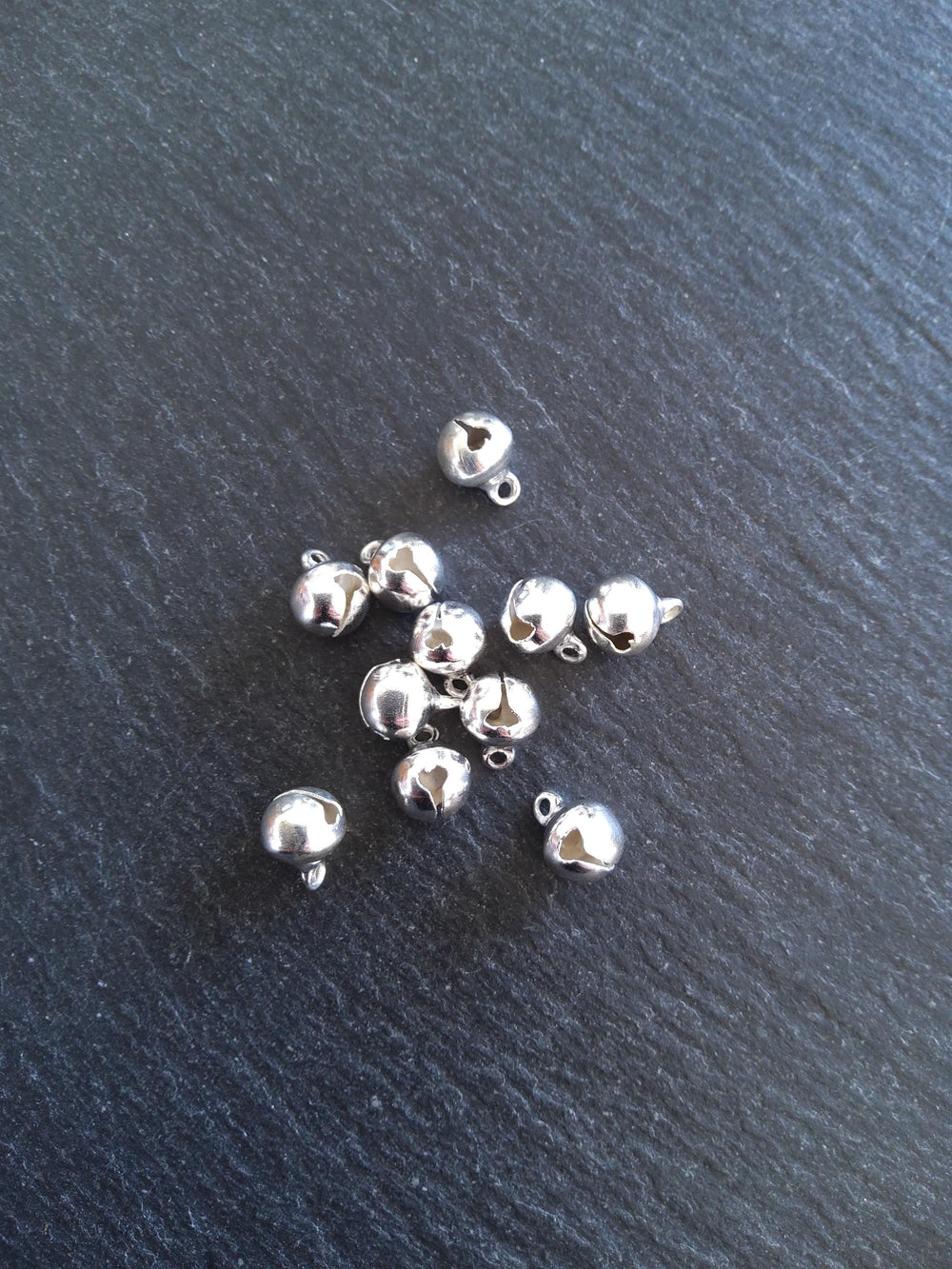 20 or 100 Bright Silver 8mm Brass Bells Bell Charms 10x8mm - ContentedCatz