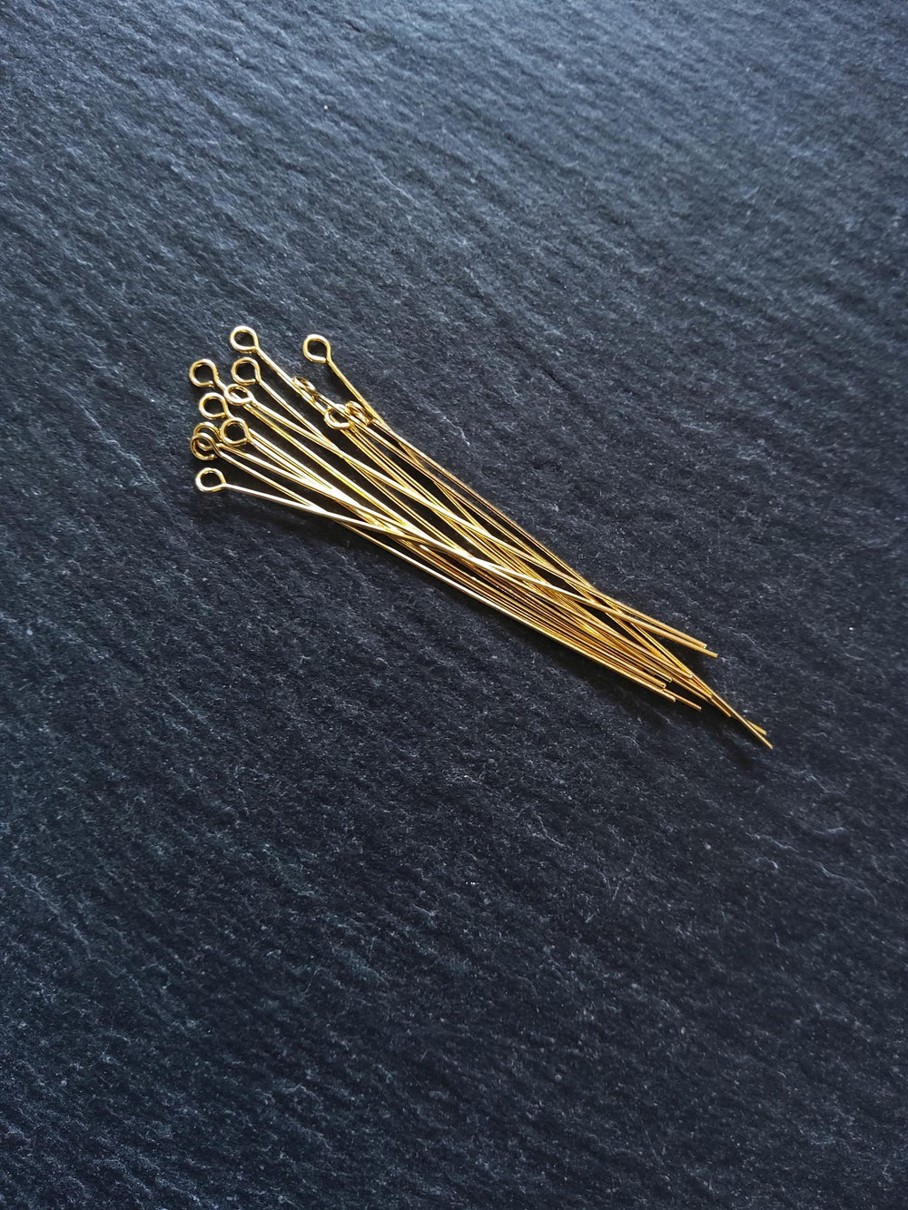20 or 100 Genuine 18K Gold Plated 50mm Brass Eye Pins 0.5mm (24 gauge) - ContentedCatz