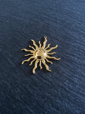 Gold Stainless Steel Sun Charms 42x39x3.5mm - ContentedCatz