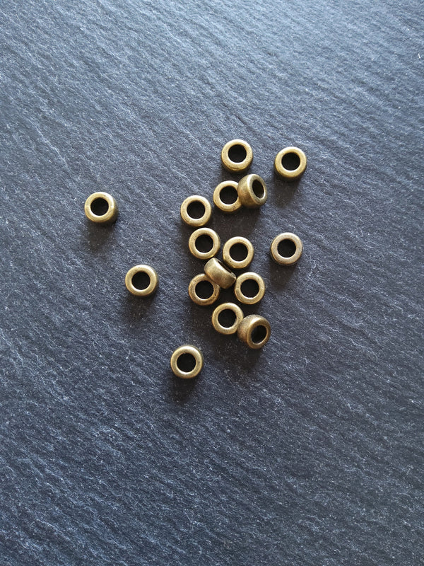 20 or 100 Antique Bronze 7mm Rondelle Spacer Beads 7x4mm Nickel FREE - ContentedCatz