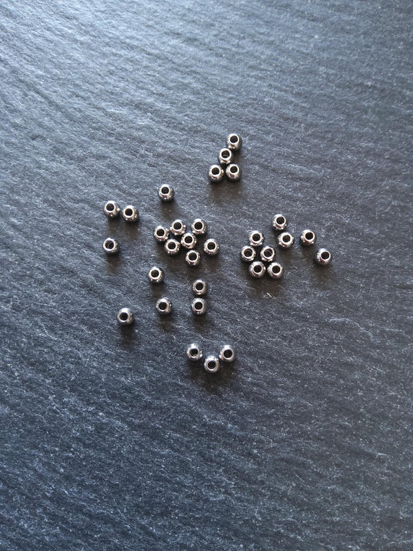 200 or 1000 Stainless Steel 3mm Round Spacer Hollow Beads Hole: 1mm - ContentedCatz
