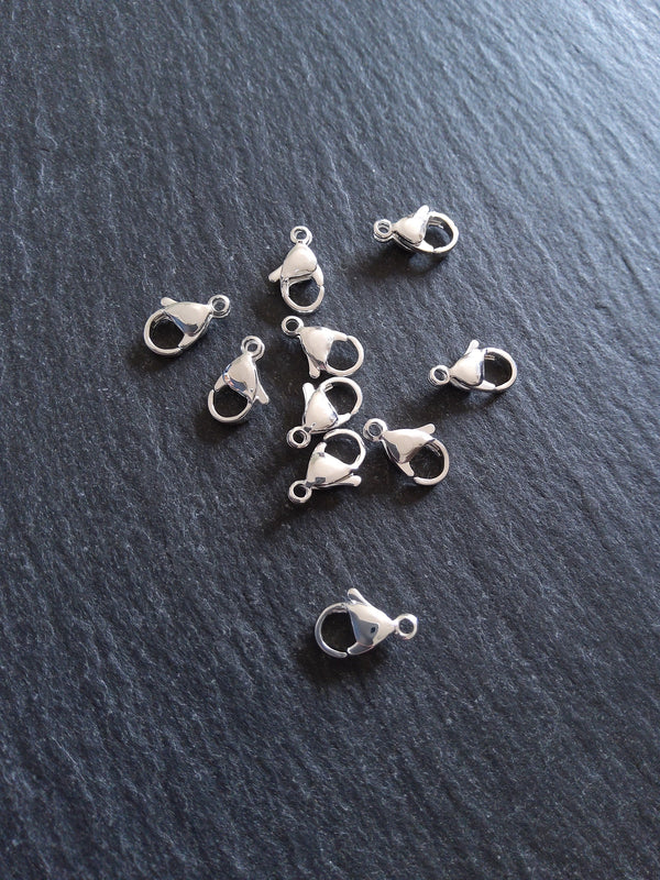 5 or 25 Genuine 925 Sterling Silver Plated 12mm Stainless Steel Lobster Clasps 12x7mm - ContentedCatz
