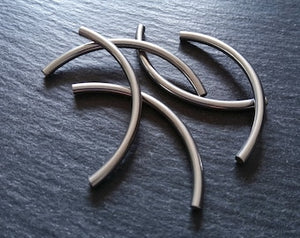 2 or 10 Stainless Steel Tube beads 50mm ( 2 inch ) Curved Spacer 50x3mm Hole: 1.8mm - ContentedCatz