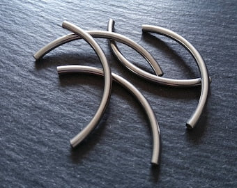 2 or 10 Stainless Steel Tube beads 50mm ( 2 inch ) Curved Spacer 50x3mm Hole: 1.8mm - ContentedCatz