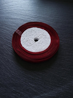 Single Face Wine Red Satin Polyester Ribbon 1/4 inch (6mm) approx. 23m/roll - ContentedCatz
