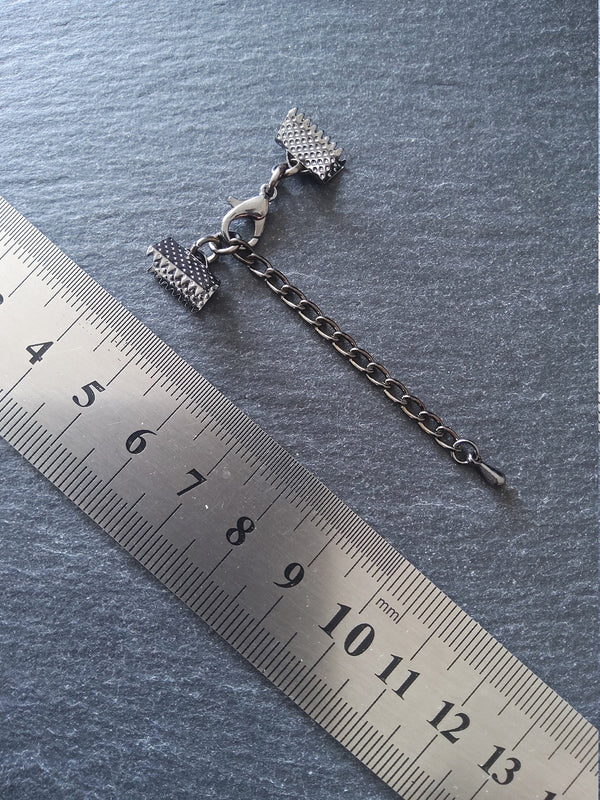 5 Gunmetal Crimp End Sets for 6mm, 8mm, 10mm, 13mm, 16mm, 20mm or 30mm Wide Chokers - ContentedCatz