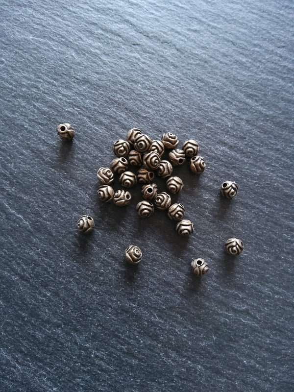 40 or 200 Round Rose Beads 5mm Antique Bronze Tone Alloy - ContentedCatz