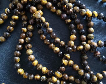 8mm Natural Tigers Eye Round Beads Full 15.5 inch Strand *IMPERFECT* - ContentedCatz