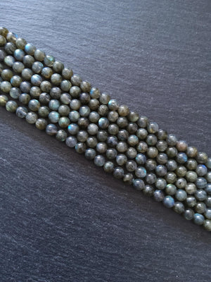 6.5mm Grade AA Natural Medium Grey Labradorite Gemstone Beads Full 15.5 inch strand