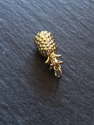 1 or 5 Pineapple Charms Real 18K Gold Plated Solid Brass 18x9x9mm