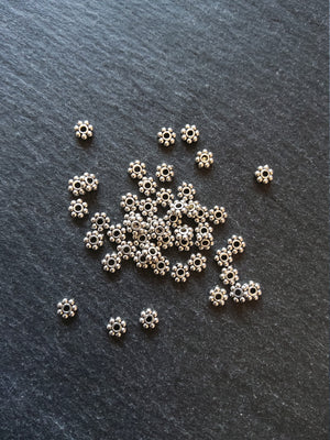 100 or 500 Antique Silver Tone 4mm Daisy Spacer Beads 4x2mm