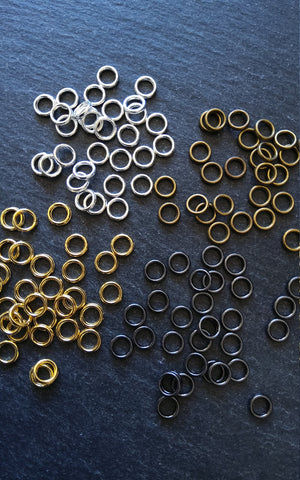 Strong 6mm CLOSED Jump Rings Bright Gold or Antique Bronze Zinc Metal Alloy 1.2mm (16 gauge)
