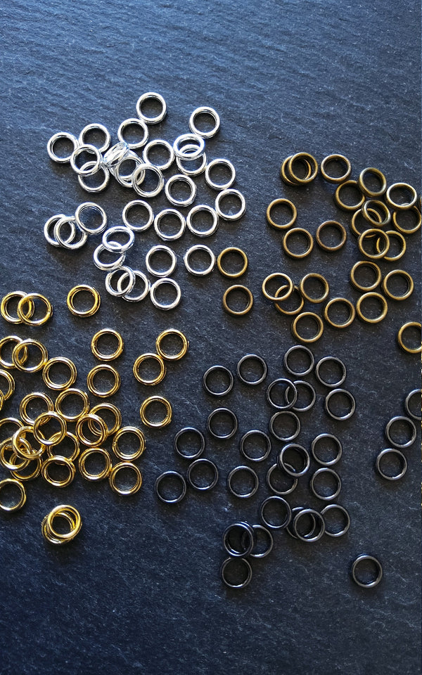 Strong 6mm CLOSED Jump Rings Bright Gold or Antique Bronze Zinc Metal Alloy 1.2mm (16 gauge)
